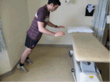 Falling press up to waist level
